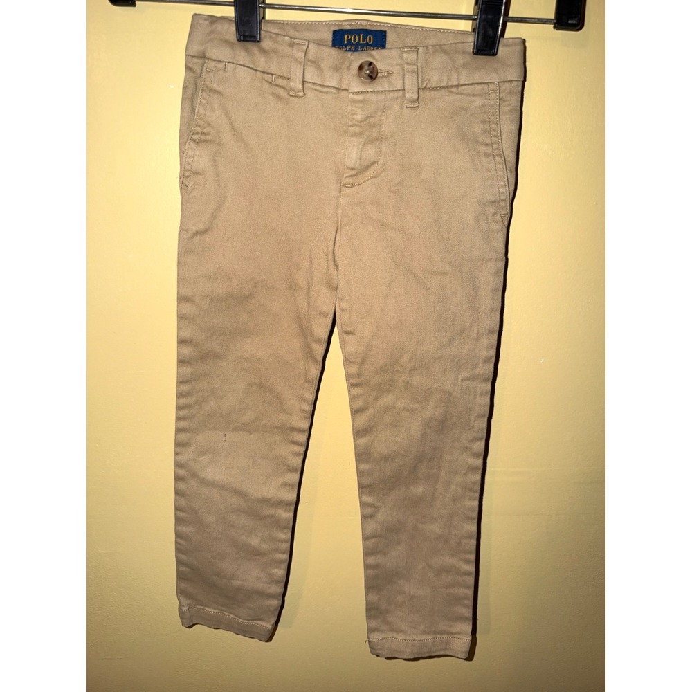 Polo Ralph Lauren Boys Khaki Chino Pants Tan Slim Fit Toddler Size 4T